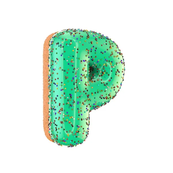 Donut letter P uppercase — Stock Photo, Image