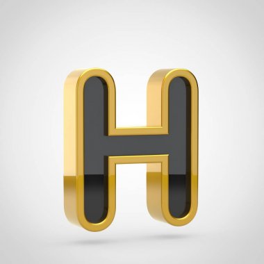 h harfi ile altın anahat büyük harf 