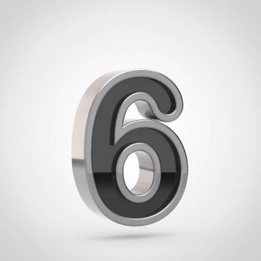 Gümüş anahat ile sayı 6  