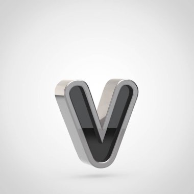 Gümüş anahat ile küçük harf harf v  