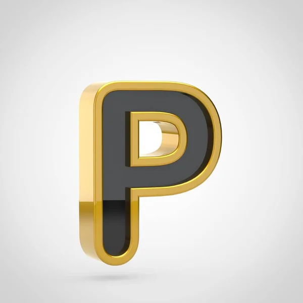 Letter p hoofdletters met gouden rand — Stockfoto