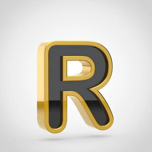 Літера r верхній регістр із золотим контуром — стокове фото