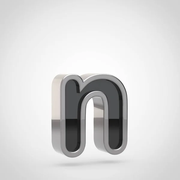Буква n в нижнем регистре с серебряным контуром — стоковое фото