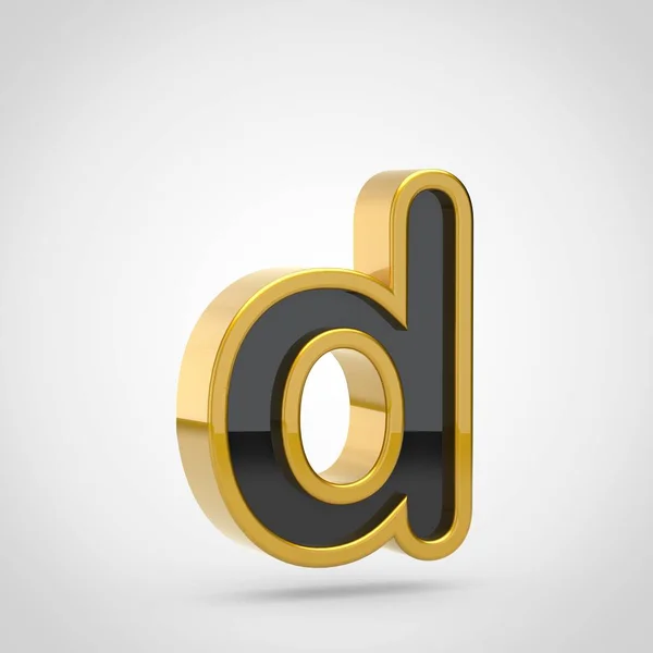 Letter d kleine letters met gouden rand — Stockfoto