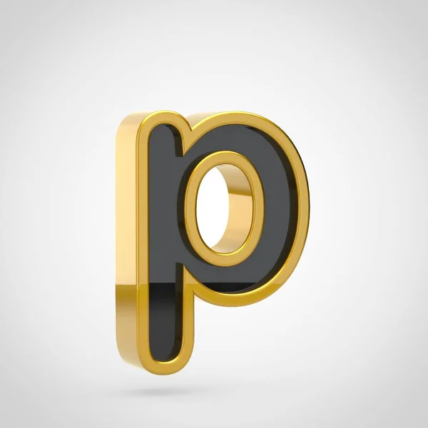 Letter p-kleine letters met gouden rand — Stockfoto