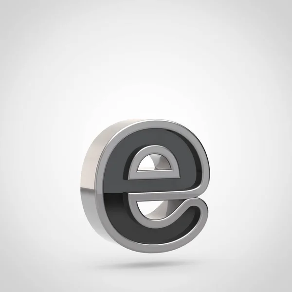 Letter e lowercase with silver outline — Stock Photo, Image