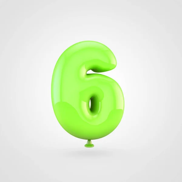 Green balloon number 6 — Stock Photo, Image