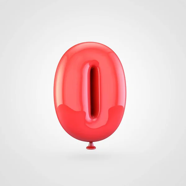 Röd ballong nummer 0 — Stockfoto