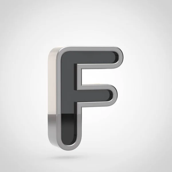 Letter f uppercase with silver outline — Stock Photo, Image