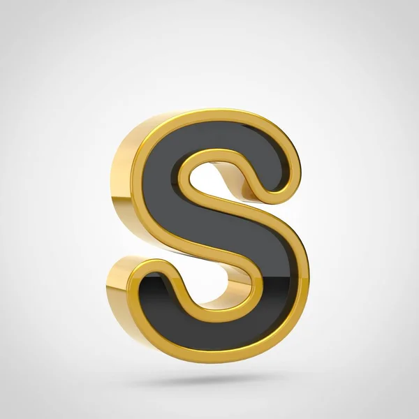 Letter s uppercase with golden outline — Stock Photo, Image
