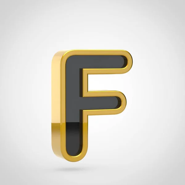 Буква f в кейсе с золотым контуром — стоковое фото
