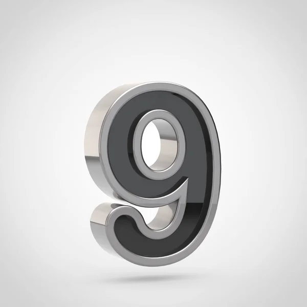 Number 9 with silver outline — Stock Photo, Image