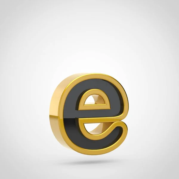 Letter e lowercase with golden outline — Stock Photo, Image