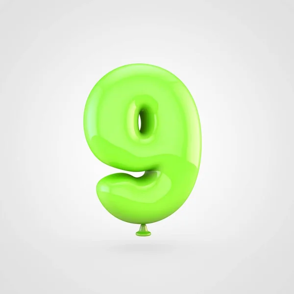 Balão verde número 9 — Fotografia de Stock