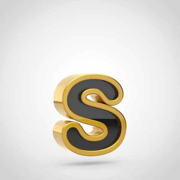 Letra s minúscula com contorno dourado — Fotografia de Stock