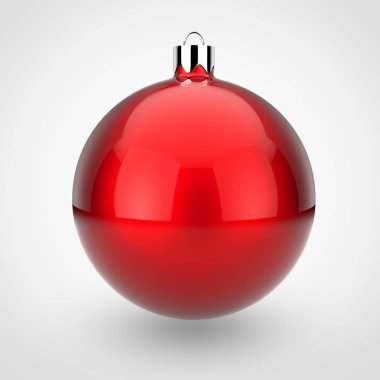  Beyaz arka plan üzerinde parlak kırmızı Noel Ball 3D render 