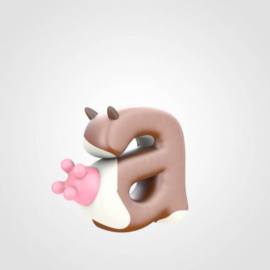 alfabe yazı tipiyle inek meme, hayvansı 3d tasarım benekli sığır desen küçük harf A