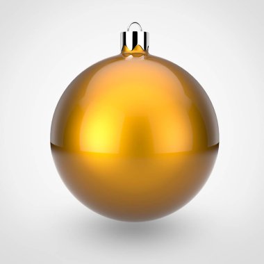  parlak altın Noel top beyaz arka plan üzerinde 3D render 