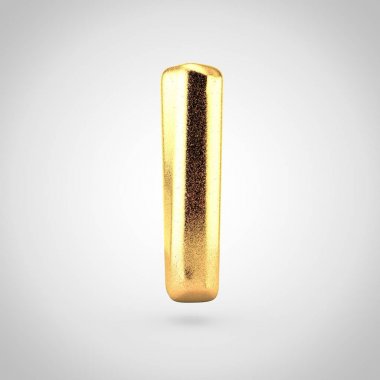 parlak altın metalik yazı tipiyle parıltı beyaz arka planda, balon tasarım küçük harf L 3D render