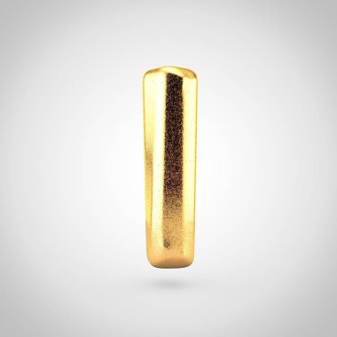 3D render parıltı beyaz arka planda, balon tasarım büyük harf ile parlak altın metalik yazı tipi harf ı