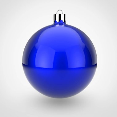  Beyaz arka plan üzerinde parlak mavi Noel Ball 3D render 