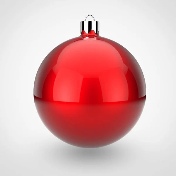 Render Brilhante Vermelho Bola Natal Sobre Fundo Branco — Fotografia de Stock