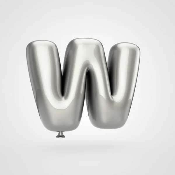 Render Glossy Silver Inflated Font Glint White Background Balloon Design — Stock Photo, Image