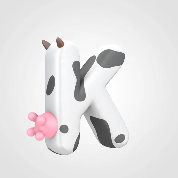 Animalistic Design Alphabet Font Cow Udder Spotted Bovine Pattern Uppercase — Stock Photo, Image