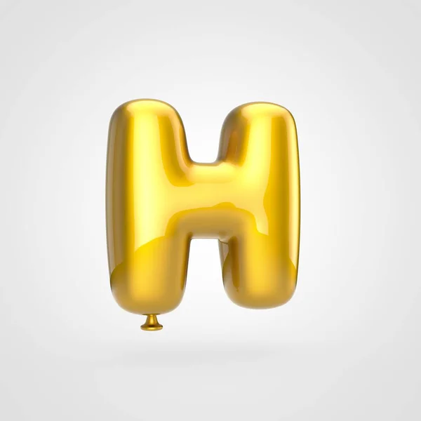 Render Glossy Golden Inflated Font Glint White Background Balloon Design — Stock Photo, Image