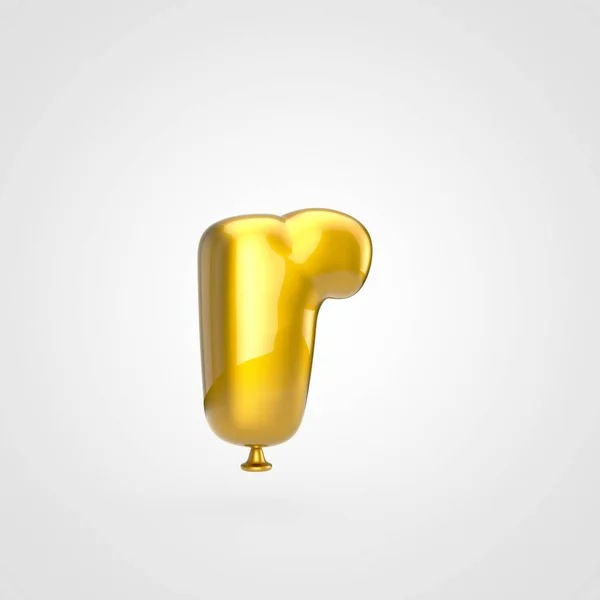 Render Glänsande Gyllene Uppblåsta Teckensnitt Med Glimt Vit Bakgrund Ballong — Stockfoto
