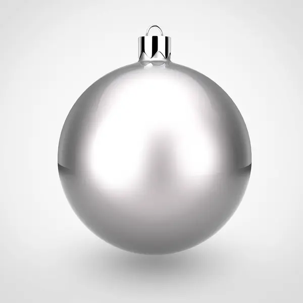 Render Prata Brilhante Bola Natal Sobre Fundo Branco — Fotografia de Stock