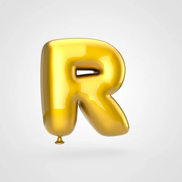 Render Glossy Golden Inflated Font Glint White Background Balloon Design — Stock Photo, Image