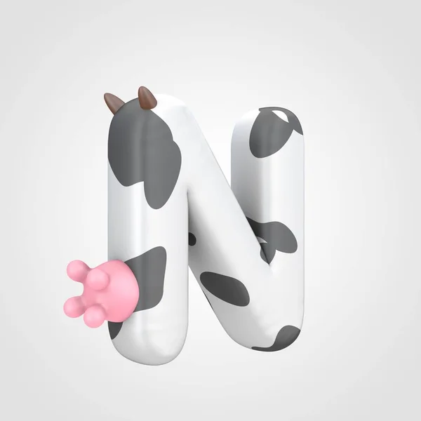 Animalistic Design Alphabet Font Cow Udder Spotted Bovine Pattern Uppercase — Stock Photo, Image