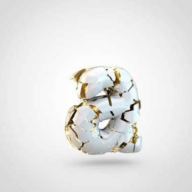 Beyaz arka plan, A küçük harfi üzerinden içinde altın Tekstürlü kırık beyaz yazı tasarımı