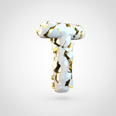 içinde altın doku üzerinde beyaz arka plan, büyük harfi T ile kırık beyaz yazı tasarımı