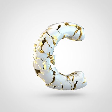 Beyaz arka plan, büyük harf C üzerinde içinde altın Tekstürlü kırık beyaz yazı tasarımı