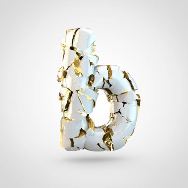 Beyaz arka plan, küçük harf B üzerinde içinde altın Tekstürlü kırık beyaz yazı tasarımı