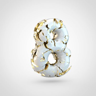 Beyaz tasarım yazı tipi kırık beyaz arka plan üzerinde basit 3d render sayı 8