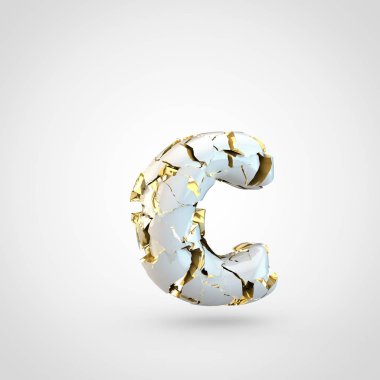Beyaz arka plan, küçük harf C üzerinde içinde altın Tekstürlü kırık beyaz yazı tasarımı