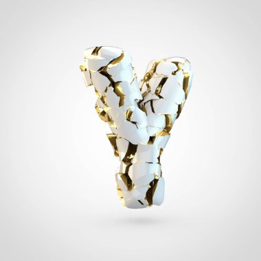 Beyaz arka plan, büyük harf Y üzerinde içinde altın Tekstürlü kırık beyaz yazı tasarımı