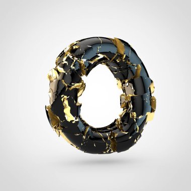 içinde altın çatlaklar üzerinden beyaz arka plan, büyük harf harf O siyah yazı tasarımı