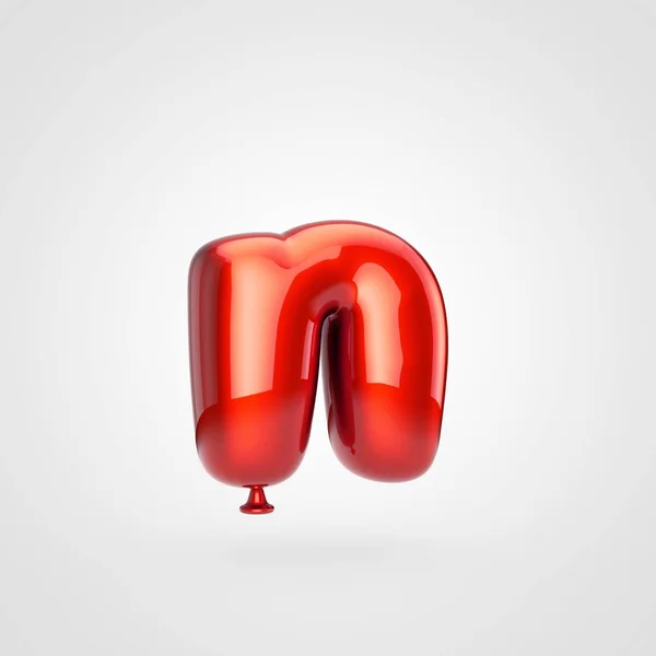 Render Glänsande Rött Uppblåsta Typsnitt Med Glimt Vit Bakgrund Ballong — Stockfoto