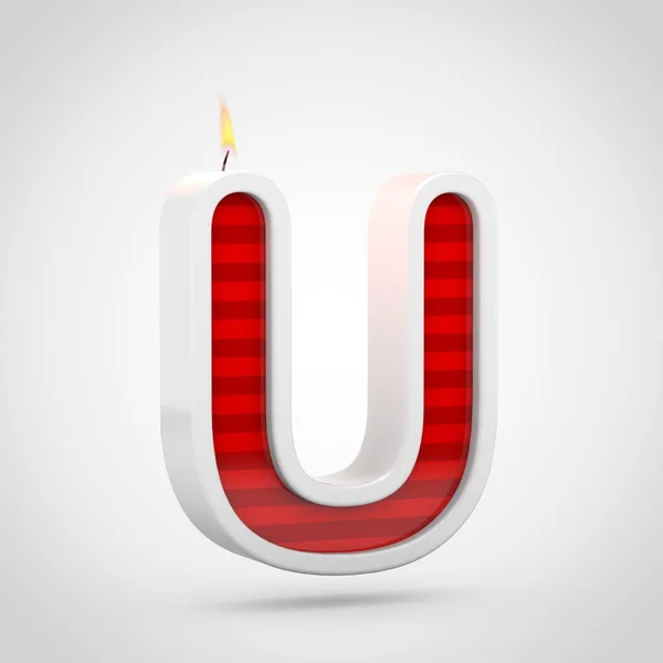 Рендеринг Красной Свечи День Рождения Шрифт Белом Фоне Прописная Буква — стоковое фото