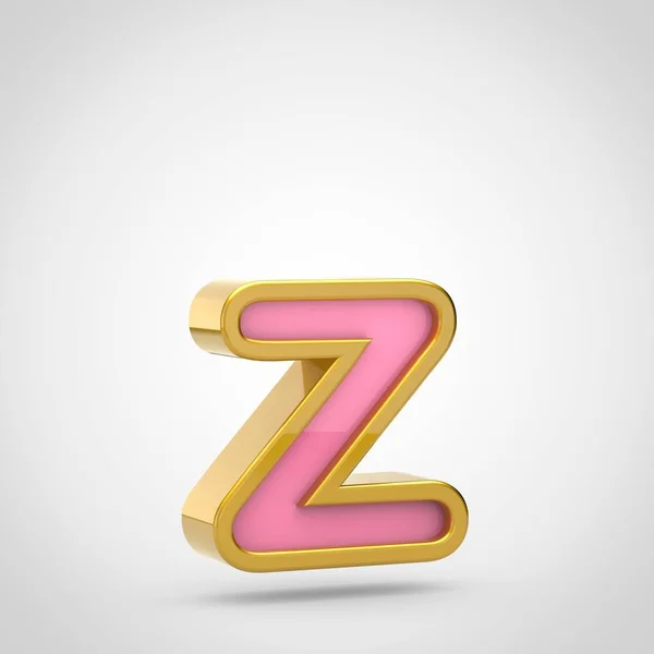 Render Pink Font Golden Outline White Background Lowercase Letter — Stock Photo, Image