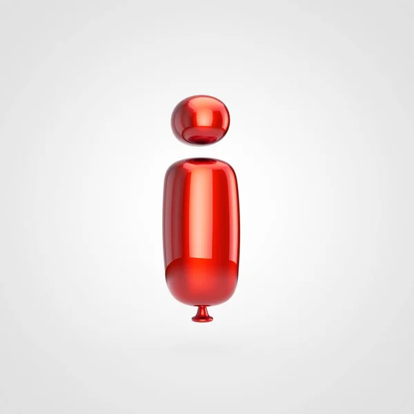 Render Glänsande Rött Uppblåsta Typsnitt Med Glint Vit Bakgrund Ballong — Stockfoto