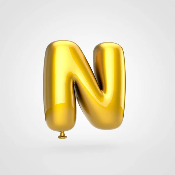 Render Glossy Golden Inflated Font Glint White Background Balloon Style — Stock Photo, Image