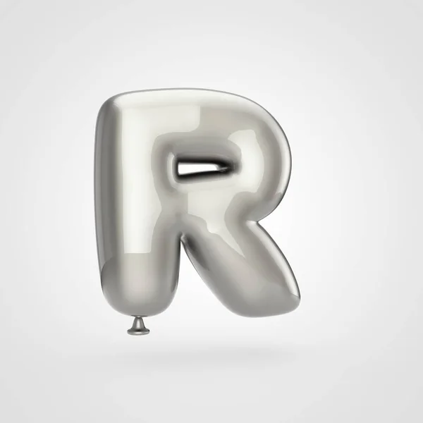 Render Glossy Silver Inflated Font Glint White Background Balloon Design — Stock Photo, Image