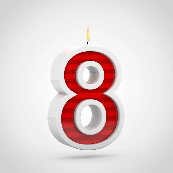 Render Urodziny Świeca Czcionki Biały Czerwony Świąteczny Projekt Numer — Zdjęcie stockowe