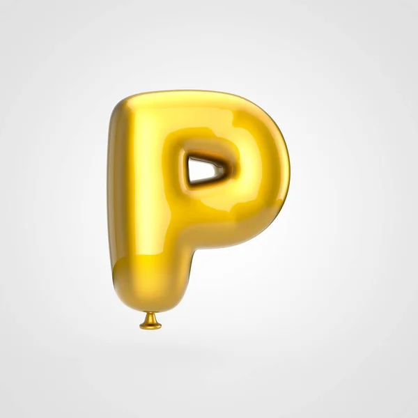 Render Glossy Golden Inflated Font Glint White Background Balloon Style — Stock Photo, Image