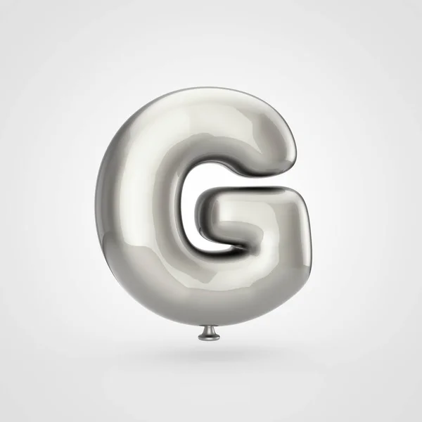 Render Glossy Silver Inflated Font Glint White Background Balloon Design — Stock Photo, Image